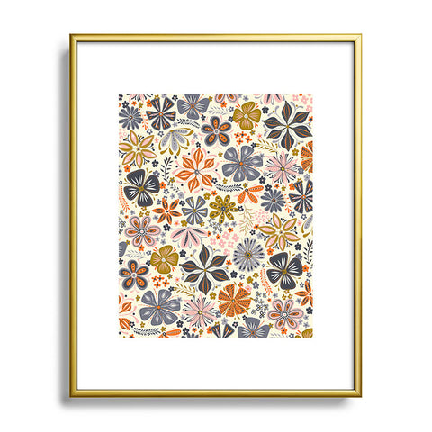 Jenean Morrison Petal Pop in Blue Metal Framed Art Print