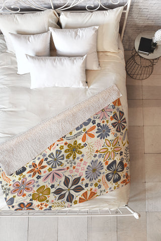 Jenean Morrison Petal Pop in Blue Fleece Throw Blanket