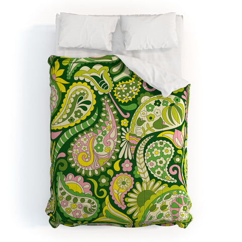 Jenean Morrison Pretty Paisley in Green Comforter