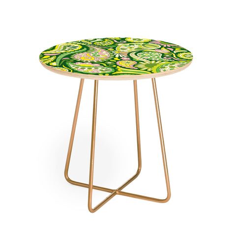 Jenean Morrison Pretty Paisley in Green Round Side Table