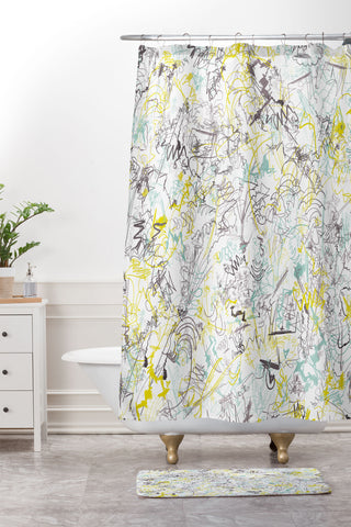 Jenean Morrison Scribble Day Shower Curtain And Mat