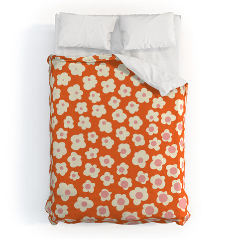 Jenean Morrison Sunny Side Floral in Orange Duvet Cover