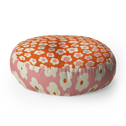 Jenean Morrison Sunny Side Floral in Orange Floor Pillow Round
