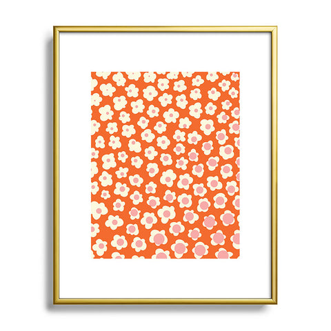 Jenean Morrison Sunny Side Floral in Orange Metal Framed Art Print