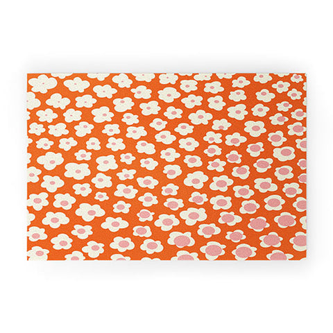 Jenean Morrison Sunny Side Floral in Orange Welcome Mat