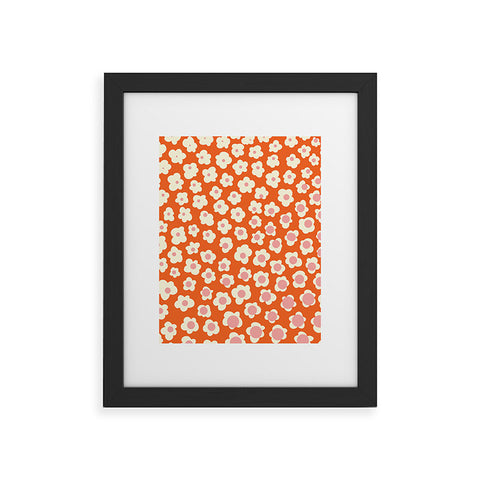 Jenean Morrison Sunny Side Floral in Orange Framed Art Print