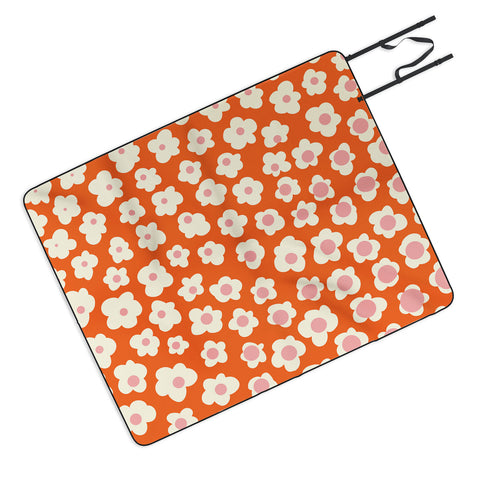 Jenean Morrison Sunny Side Floral in Orange Picnic Blanket