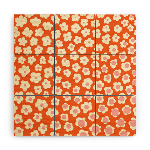 Jenean Morrison Sunny Side Floral in Orange Wood Wall Mural
