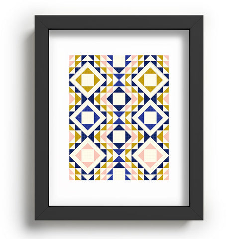 Jenean Morrison Top Stitched Quilt Blue Recessed Framing Rectangle