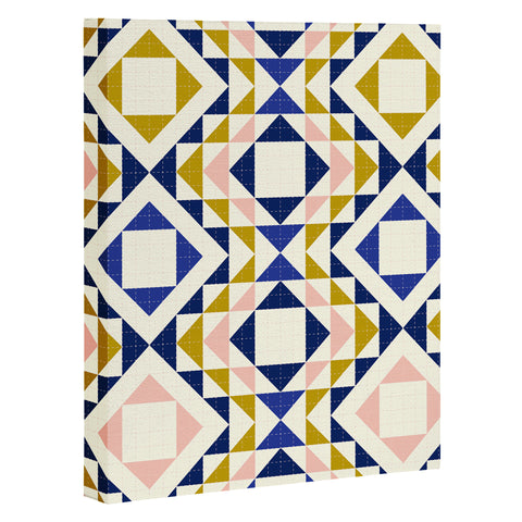 Jenean Morrison Top Stitched Quilt Blue Art Canvas