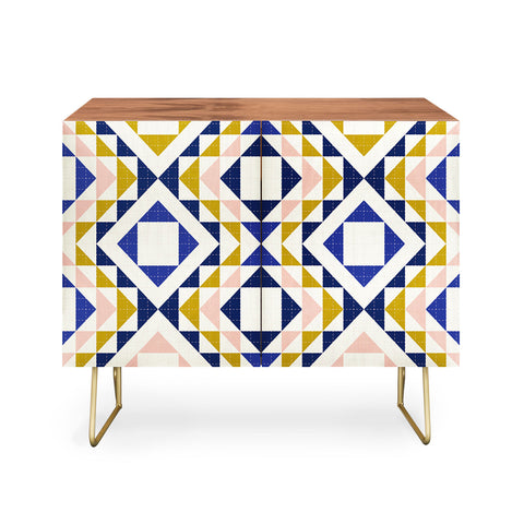 Jenean Morrison Top Stitched Quilt Blue Credenza