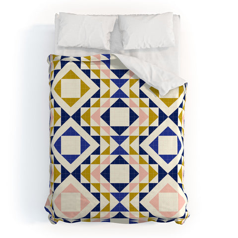 Jenean Morrison Top Stitched Quilt Blue Duvet Cover