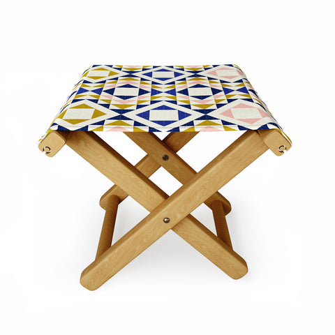 Jenean Morrison Top Stitched Quilt Blue Folding Stool