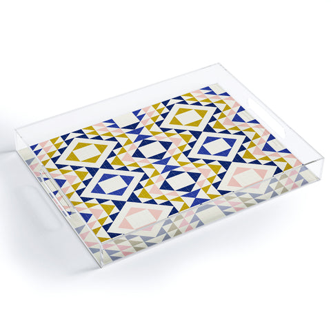 Jenean Morrison Top Stitched Quilt Blue Acrylic Tray