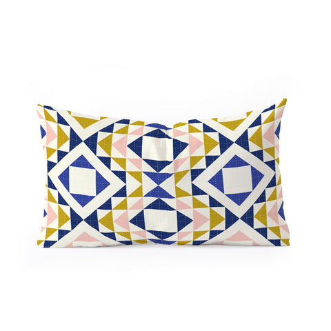 Jenean Morrison Top Stitched Quilt Blue Oblong Throw Pillow