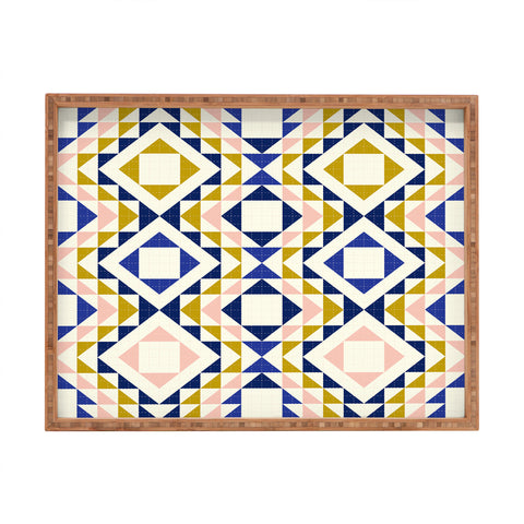 Jenean Morrison Top Stitched Quilt Blue Rectangular Tray