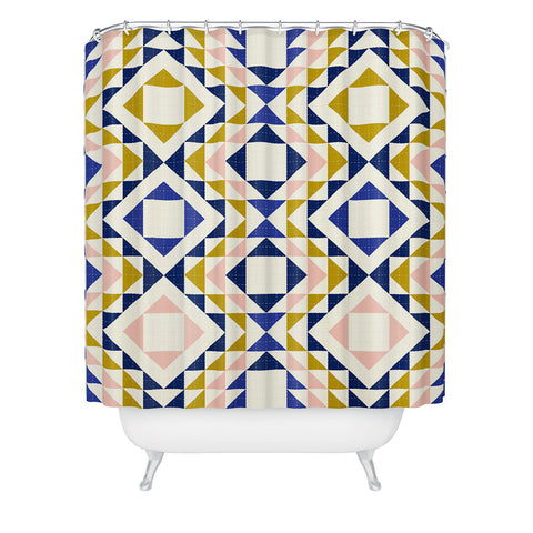 Jenean Morrison Top Stitched Quilt Blue Shower Curtain