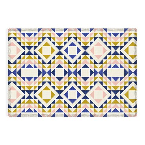 Jenean Morrison Top Stitched Quilt Blue Outdoor Rug