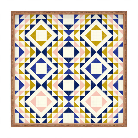 Jenean Morrison Top Stitched Quilt Blue Square Tray