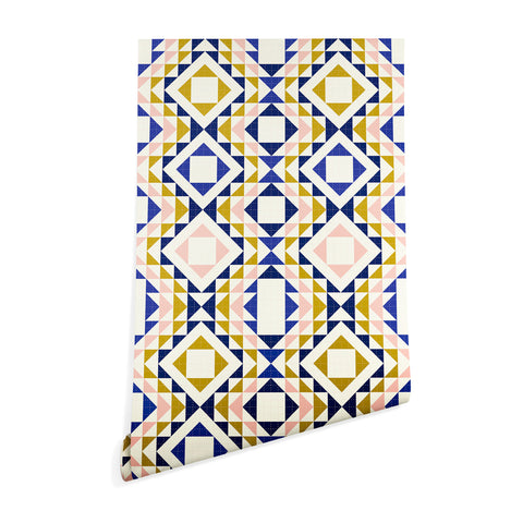 Jenean Morrison Top Stitched Quilt Blue Wallpaper