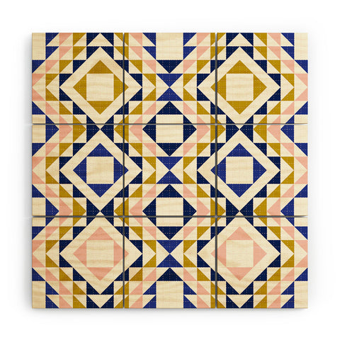 Jenean Morrison Top Stitched Quilt Blue Wood Wall Mural