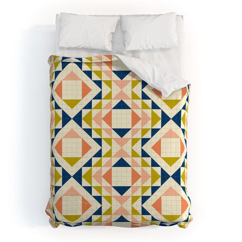 Jenean Morrison Top Stitched Quilt Coral Duvet Cover