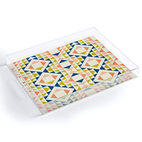 Jenean Morrison Top Stitched Quilt Coral Acrylic Tray