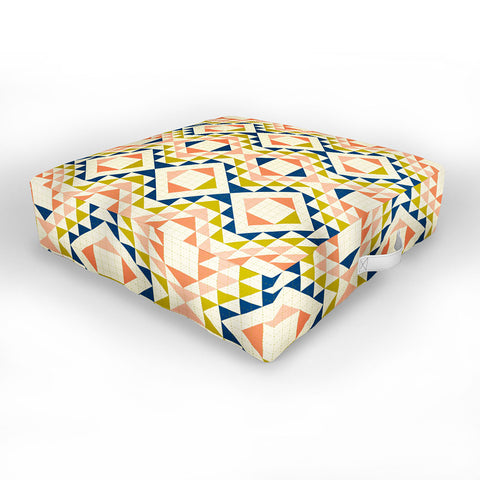 Jenean Morrison Top Stitched Quilt Coral Outdoor Floor Cushion
