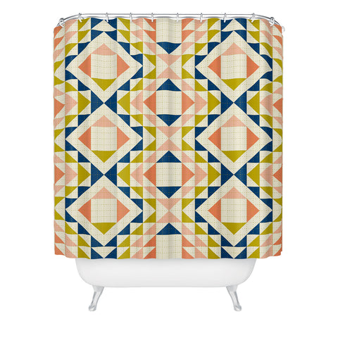 Jenean Morrison Top Stitched Quilt Coral Shower Curtain