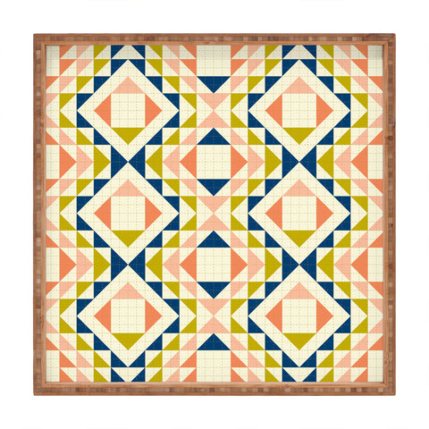 Jenean Morrison Top Stitched Quilt Coral Square Tray