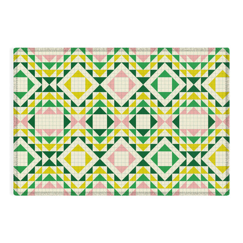 Jenean Morrison Top Stitched Quilt Green Outdoor Rug