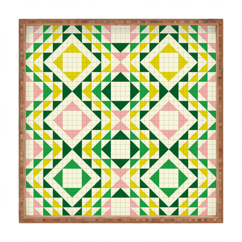 Jenean Morrison Top Stitched Quilt Green Square Tray