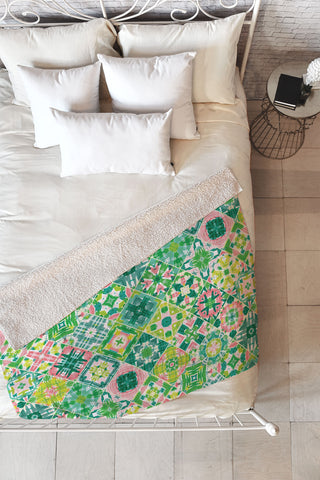 Jenean Morrison Tropical Tiles Fleece Throw Blanket