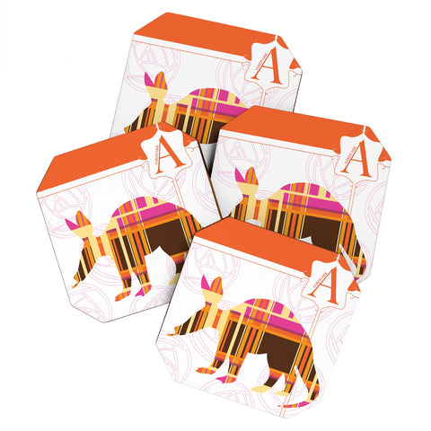 Jennifer Hill Aardvark Plaid Coaster Set