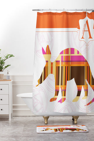 Jennifer Hill Aardvark Plaid Shower Curtain And Mat