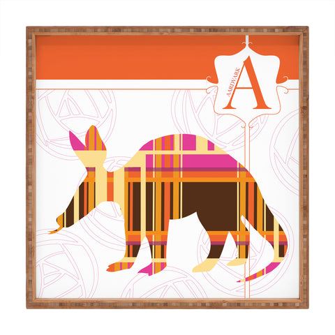 Jennifer Hill Aardvark Plaid Square Tray