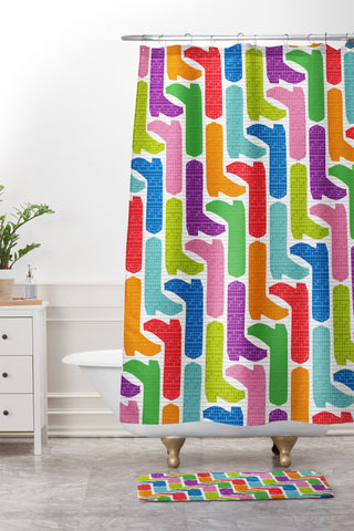 Jennifer Hill Boot Scootin Shower Curtain And Mat