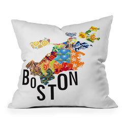 Jennifer Hill Boston Map Throw Pillow
