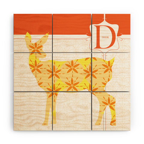 Jennifer Hill Deer Floret Wood Wall Mural