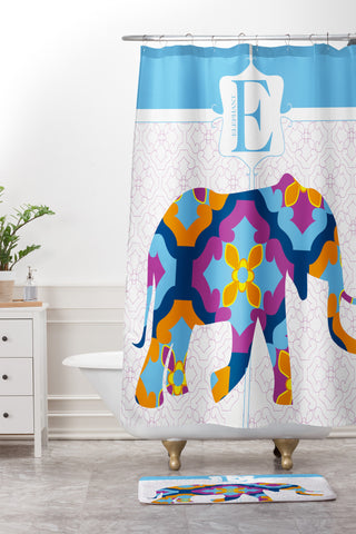 Jennifer Hill Elephant 3 Shower Curtain And Mat