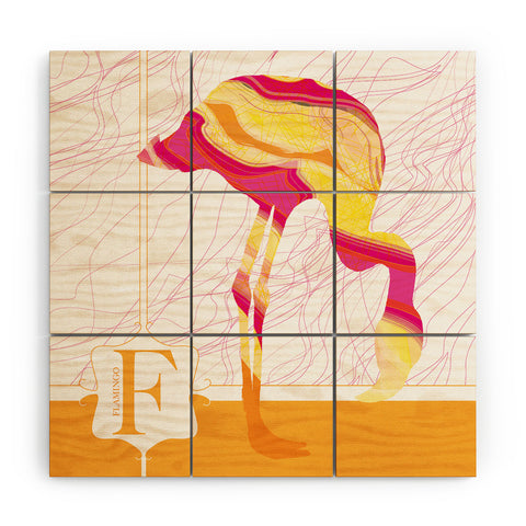 Jennifer Hill Flamingo Flo Wood Wall Mural