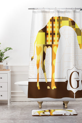 Jennifer Hill Geo Giraffe Shower Curtain And Mat
