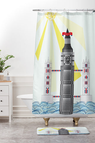 Jennifer Hill London Big Ben Shower Curtain And Mat