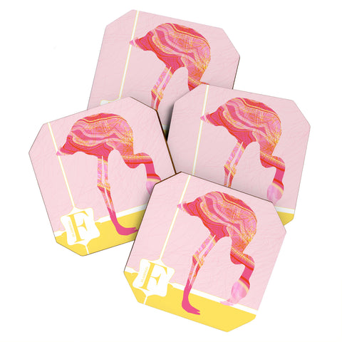 Jennifer Hill Miss Flamingo Coaster Set