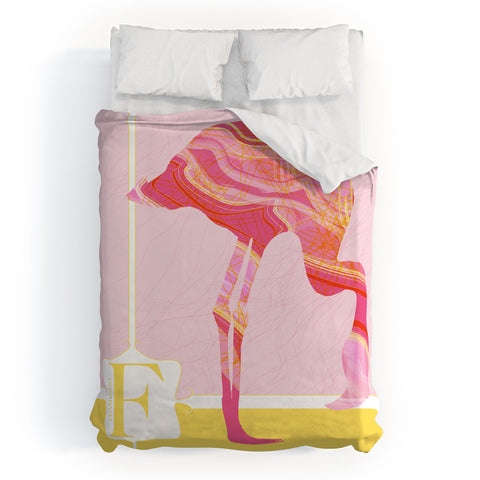 Jennifer Hill Miss Flamingo Duvet Cover