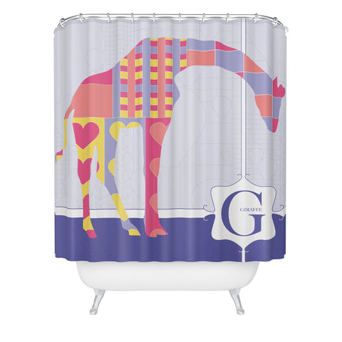 Jennifer Hill Miss Giraffe Shower Curtain