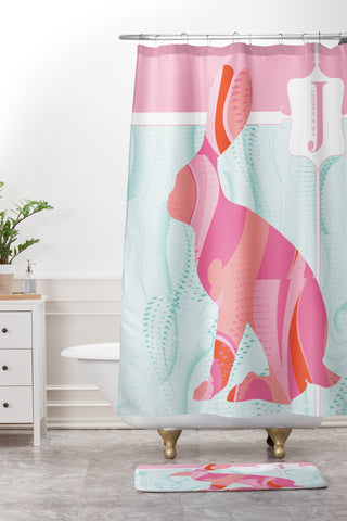 Jennifer Hill Miss Jackrabbit Shower Curtain And Mat