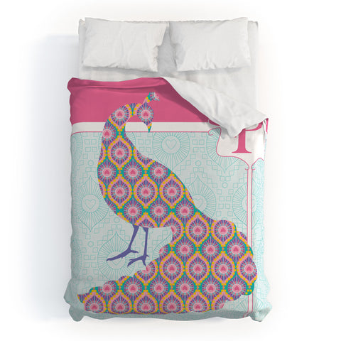 Jennifer Hill Miss Peacock Duvet Cover