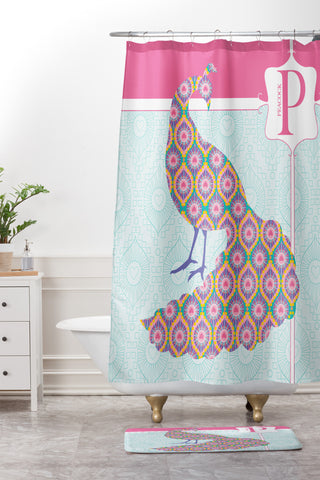 Jennifer Hill Miss Peacock Shower Curtain And Mat