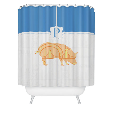 Jennifer Hill Mister Pig Shower Curtain